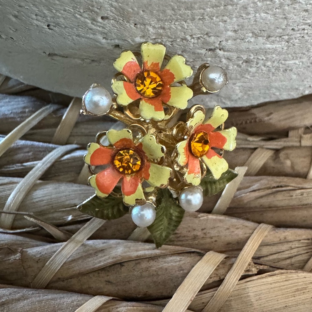 Cora Floral Gold and Yellow Floral Brooch